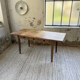 1950s pine and oak farmhouse table with multiple drawers