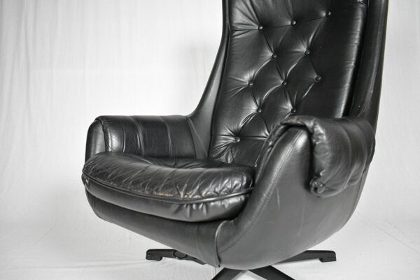fauteuil Scandinave En Cuir Années 1970