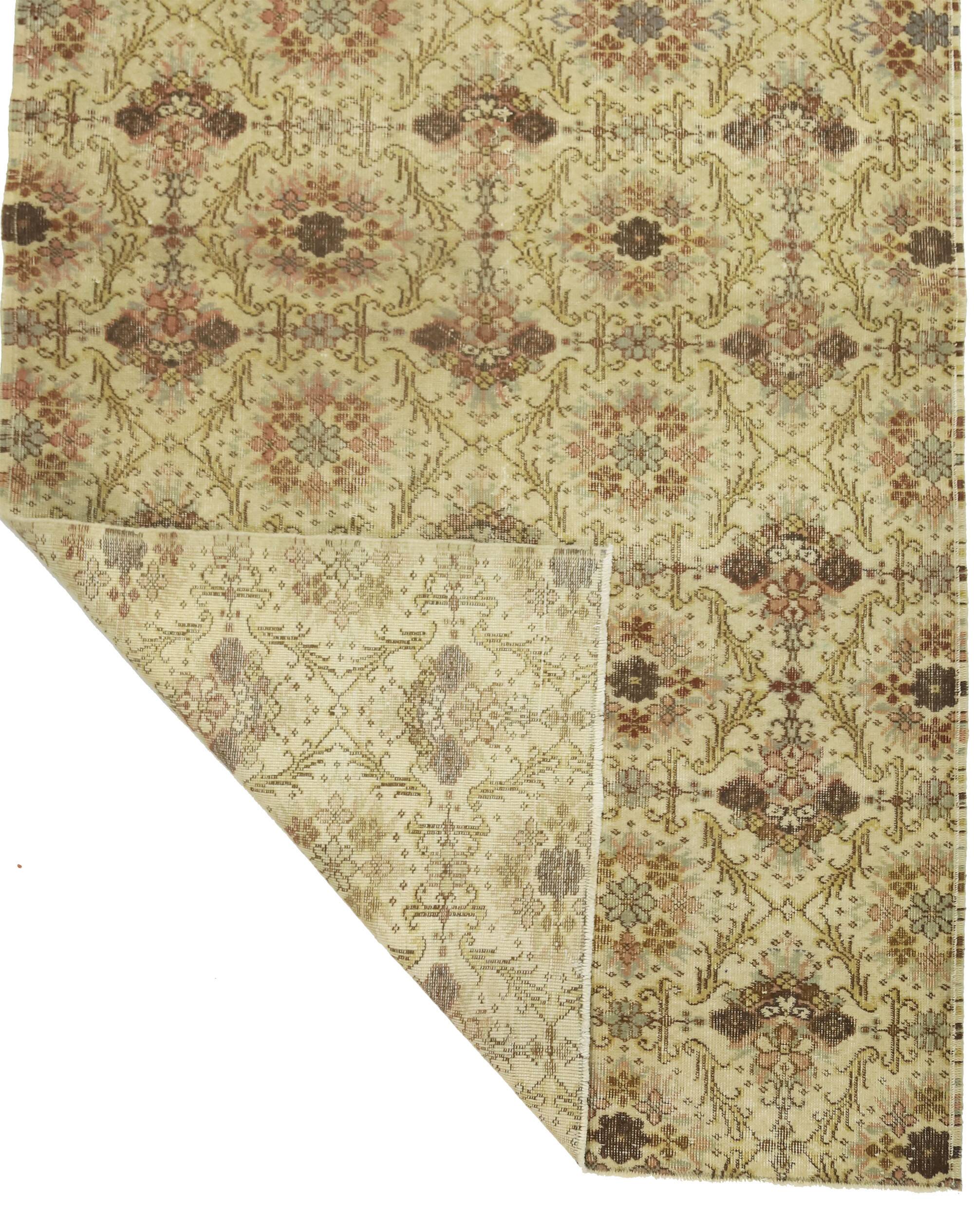 One-of-a-kind turkish handwoven vintage rug - rustic vintage charm 275x 147 cm