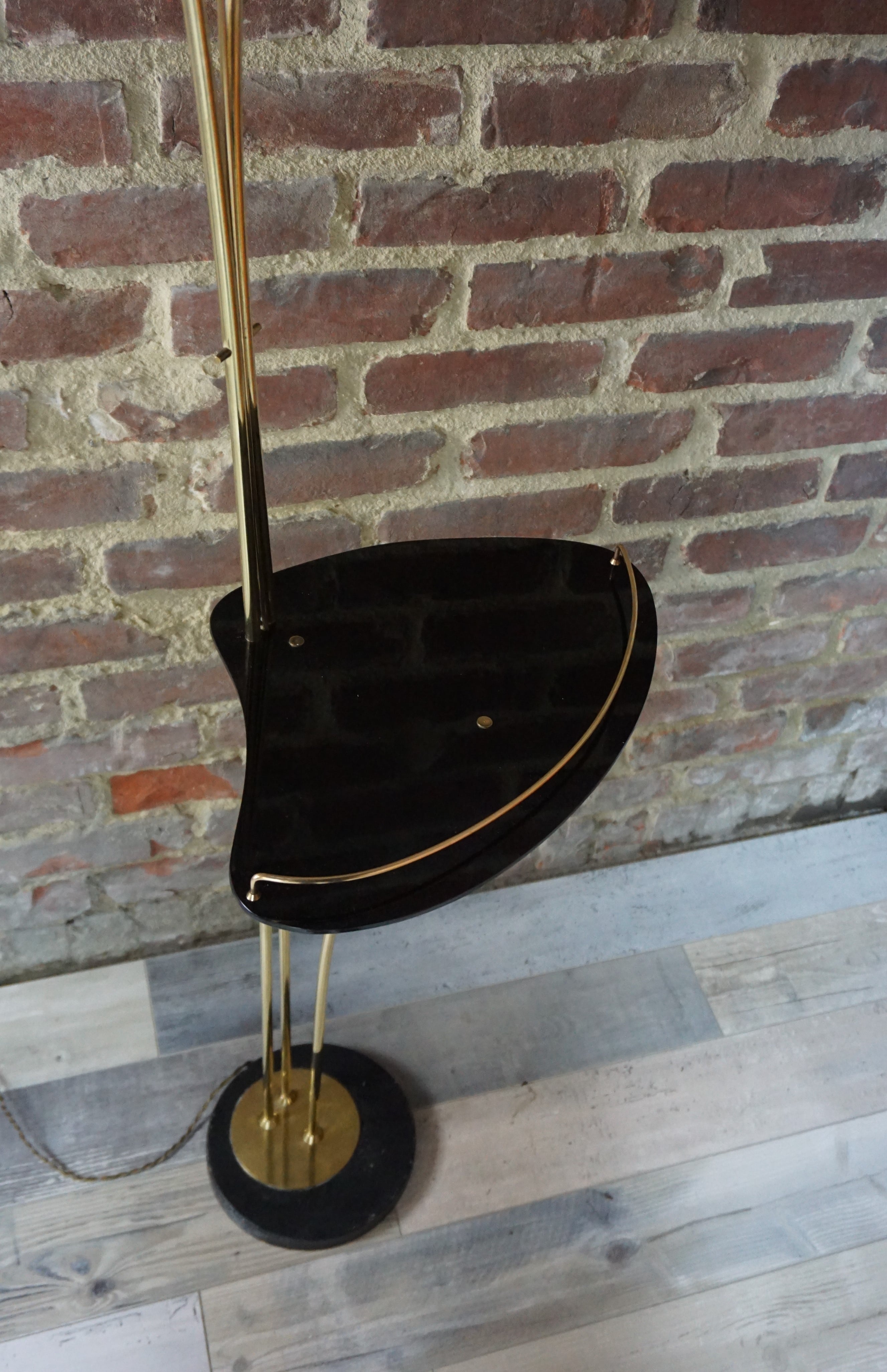 50s lamp lamp in brass and opalines design René Mathieu for Lunel