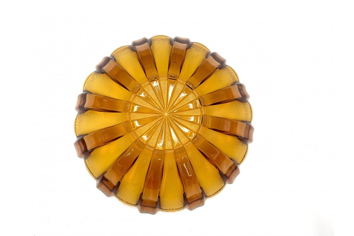 Honey glass platter, Poland, 1960s