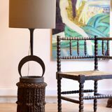 Brutalist style wrought iron lamp base, 1960