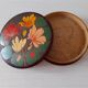 Boite ronde en bois décor floral