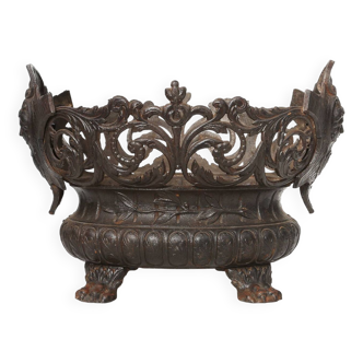 Antique French planter/jardinaire in cast iron, ca. 1850