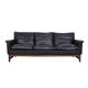 Danish design black leather and teak 3 seater sofa, 1960s