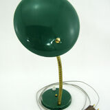Lampe de bureau UFO en métal laqué vert et laiton