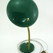 UFO desk lamp in green lacquered metal and brass