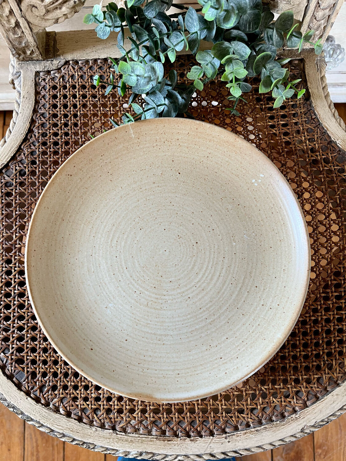 Set of four vintage stoneware plates