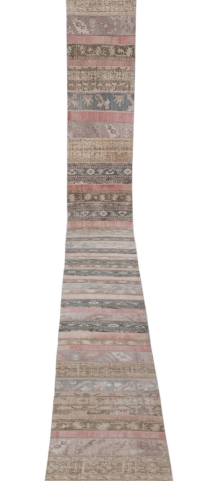 Vintage Turkish hallway rug 73x992 cm