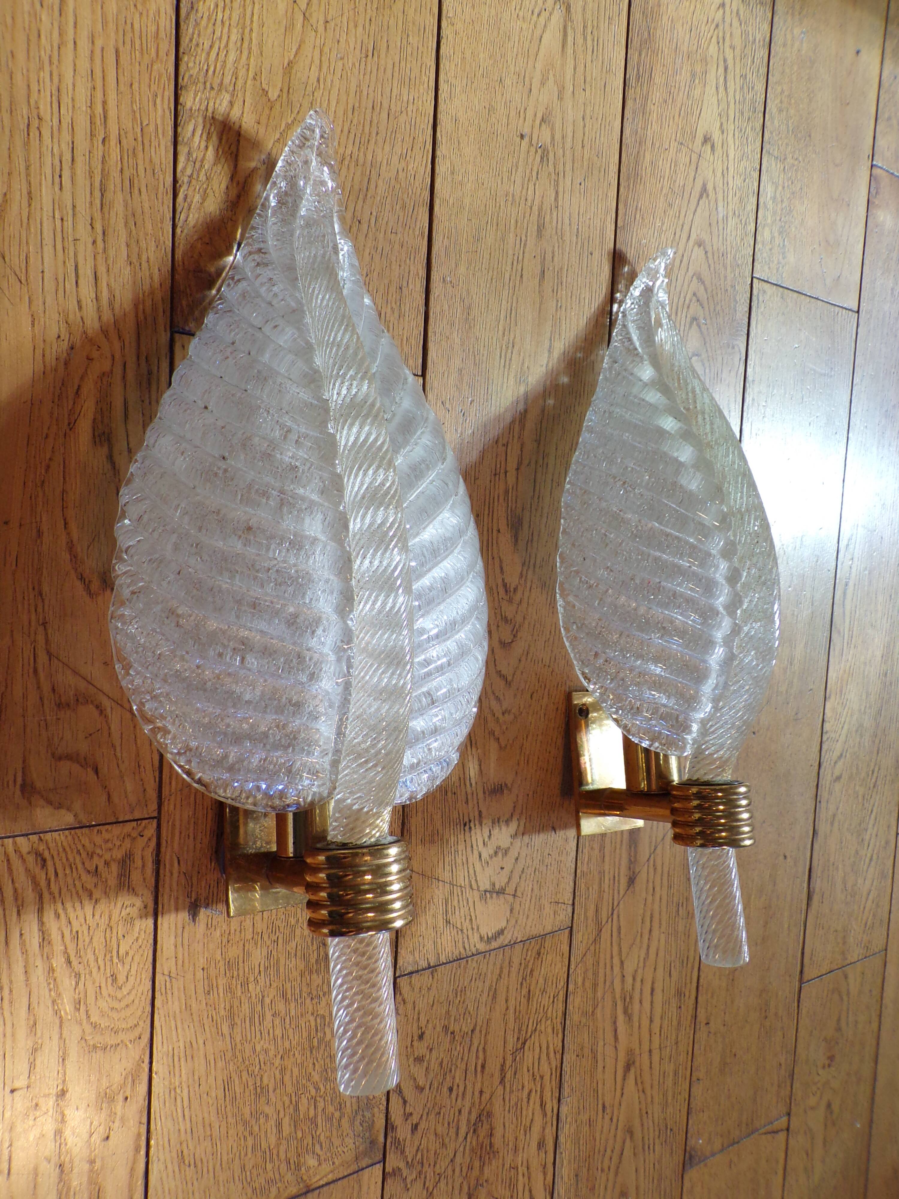 Pair of leaf wall lights Barovier & Toso