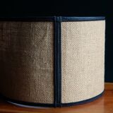 Large cylindrical lampshade in vintage burlap