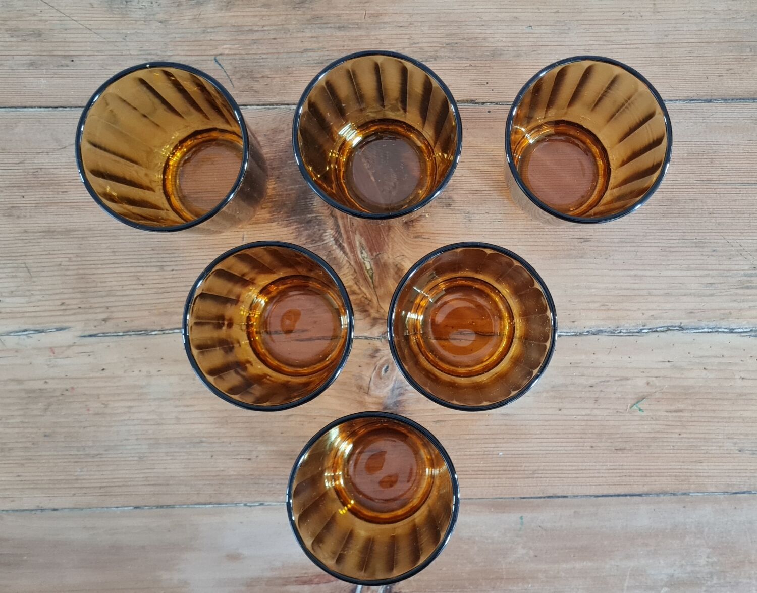 Set of 6 amber water glasses