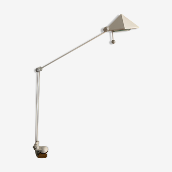 Lampe de bureau étau articulée pyramide blanche Lungean et Pellmann 1980