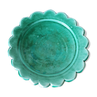 Old plate in green glazed terracotta