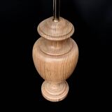 Large vintage lamp base in solid wood and chrome metal