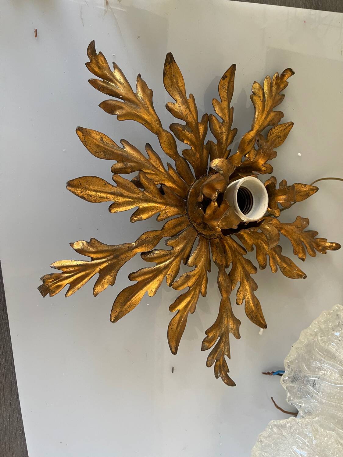 Florentine Gold Gilded Flushmount 1950’s