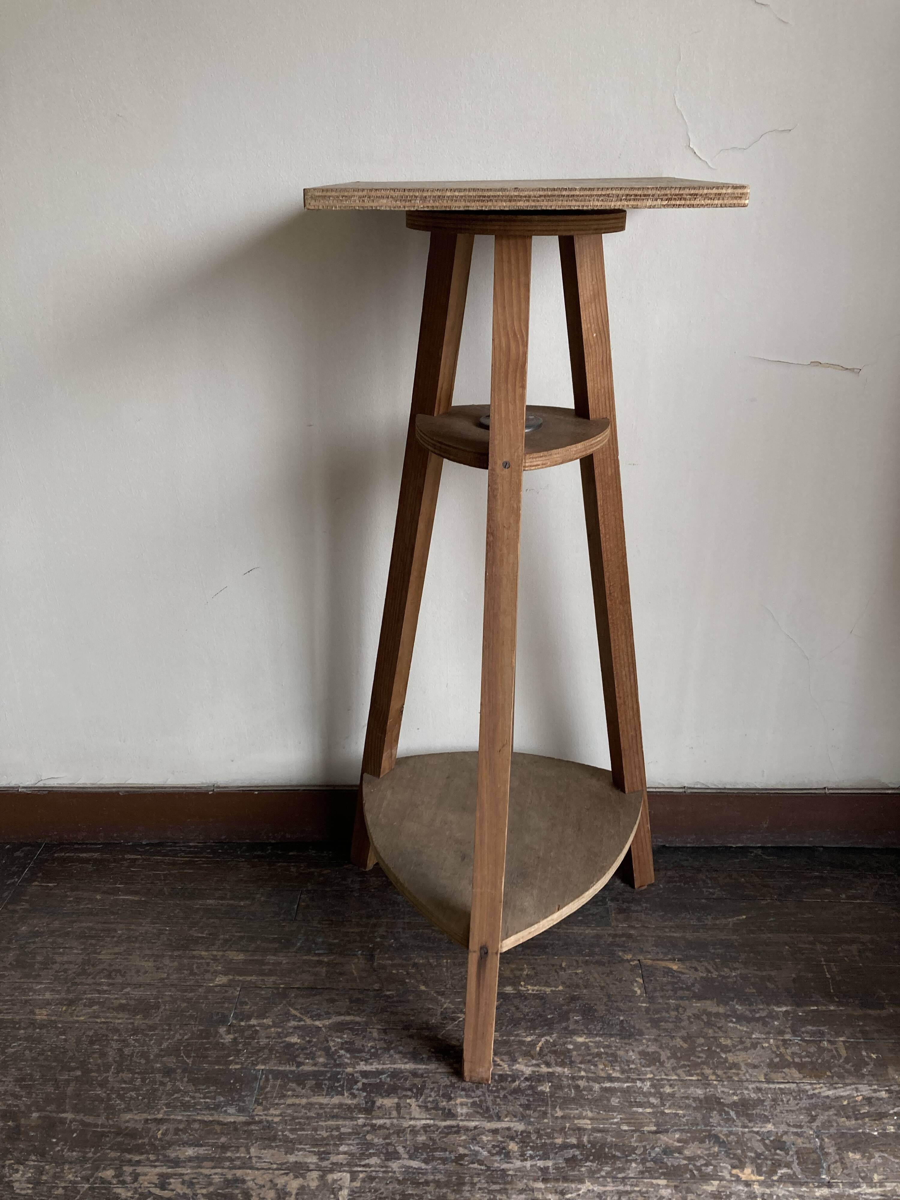Sculptor's stool with rotating plywood top 1960
