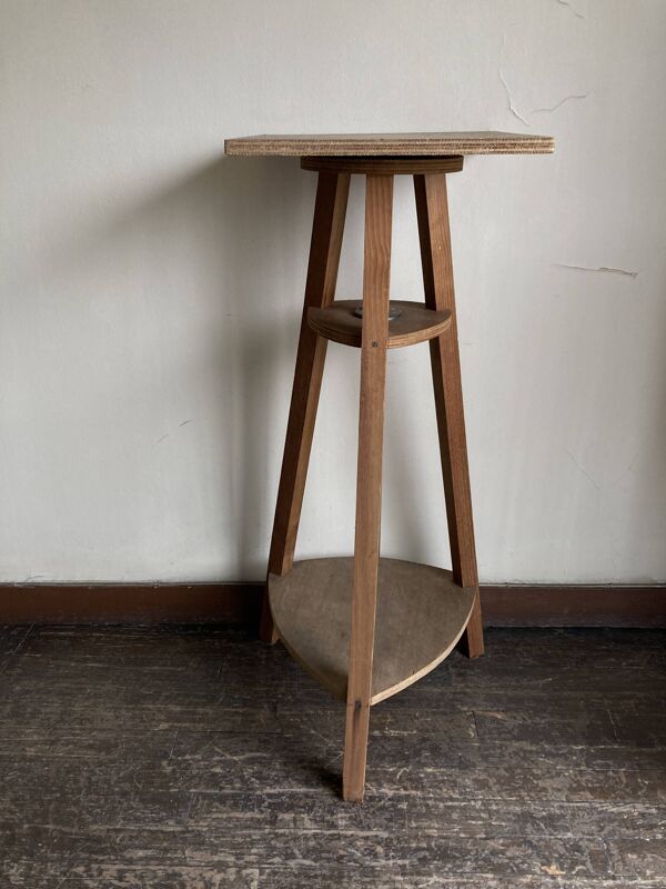 Sellette de sculpteur à plateau tournant en plywood 1960