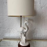 Porcelain lamp with pink flamingos from the 1980s.