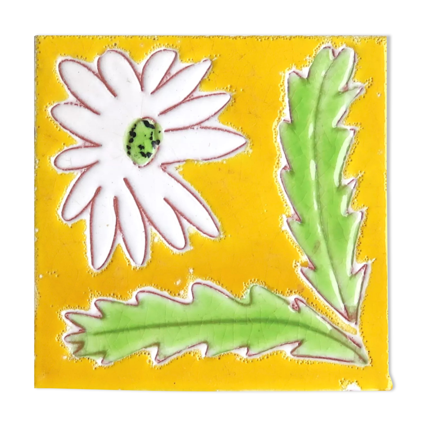 Ceramic tile "flower" trivet, 60s