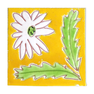 Ceramic tile "flower" trivet, 60s