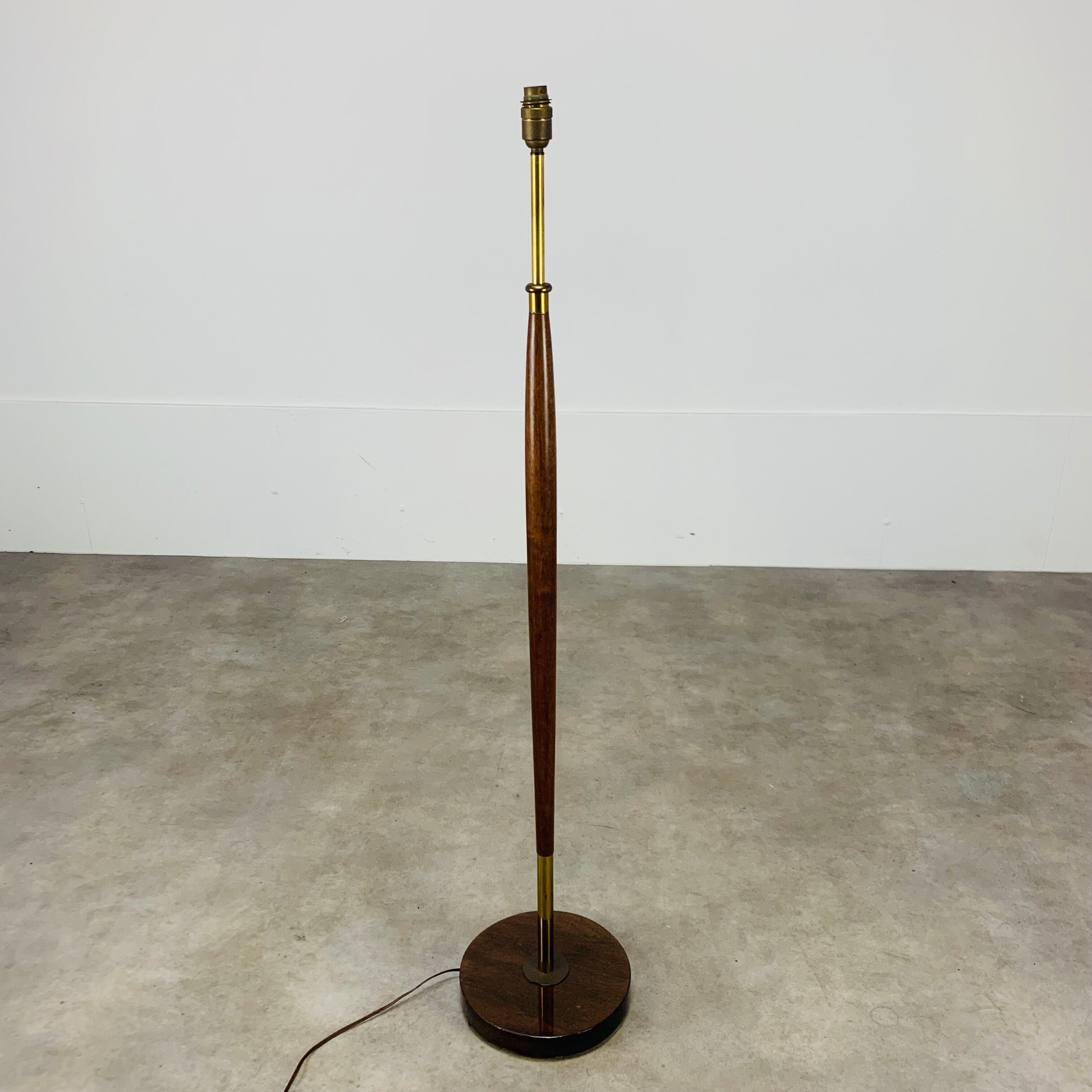 Scandinavian teak and brass floor lamp 60s