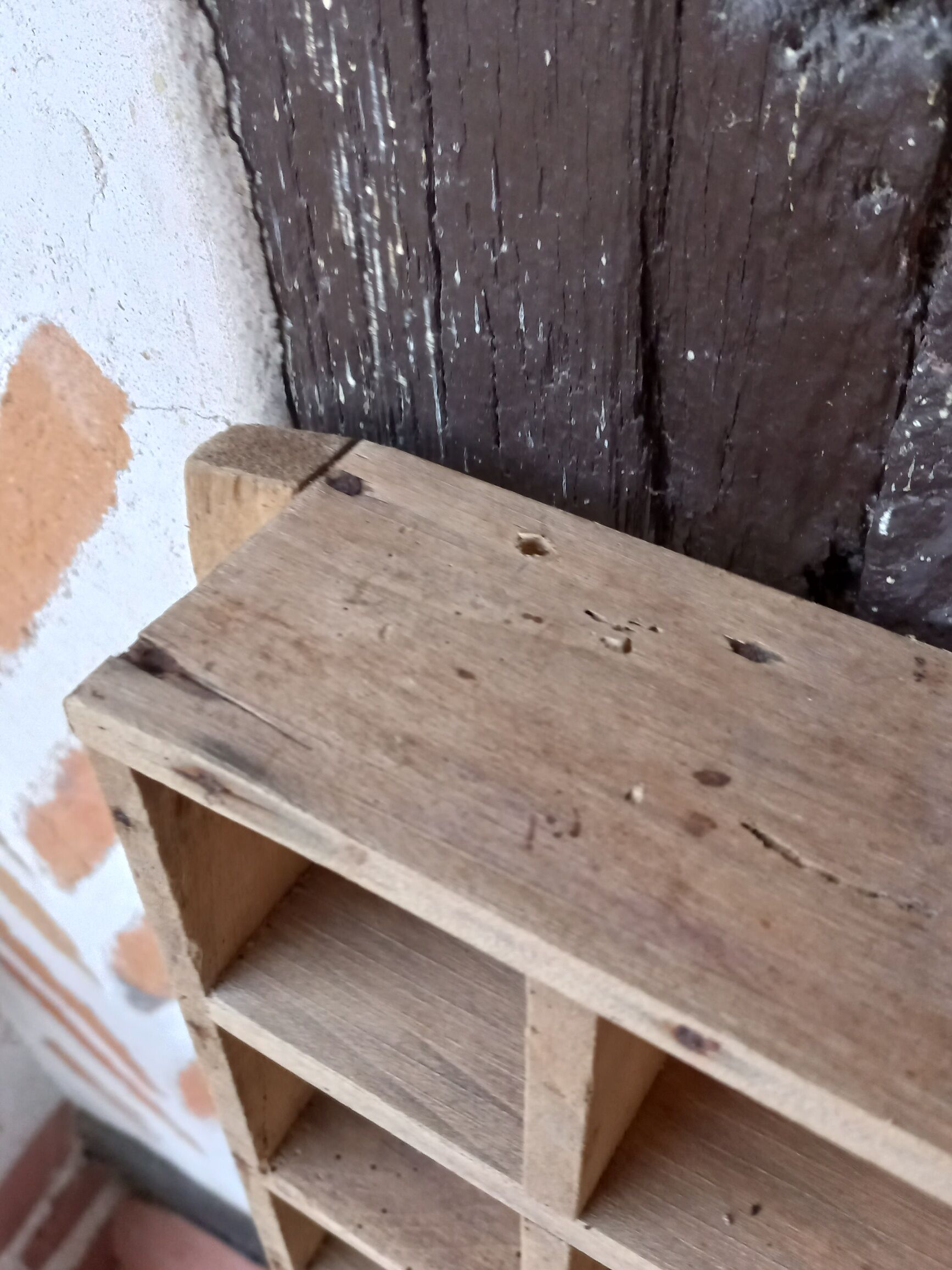 Wooden wall shelf 16 boxes