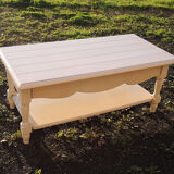 Ancienne Table Basse en Bois Peint Blanc