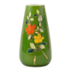 Art Deco porcelain vase in green with floral patterns.