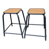 Paire de tabourets industriels