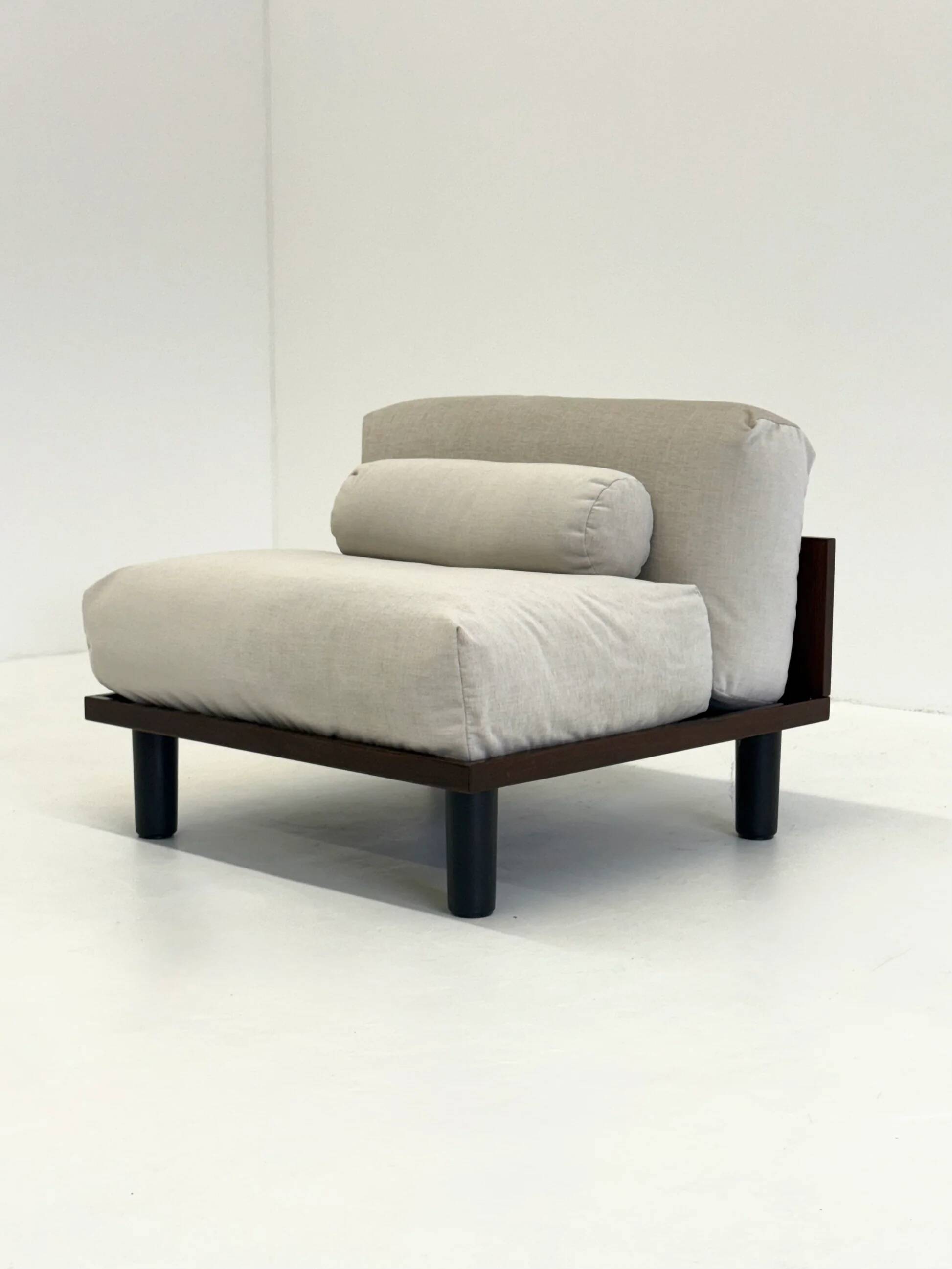 Italian modular sofa with coffee table set in Japandi style