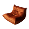 Togo dark amber velvet armchair model designed by Michel Ducaroy 1973