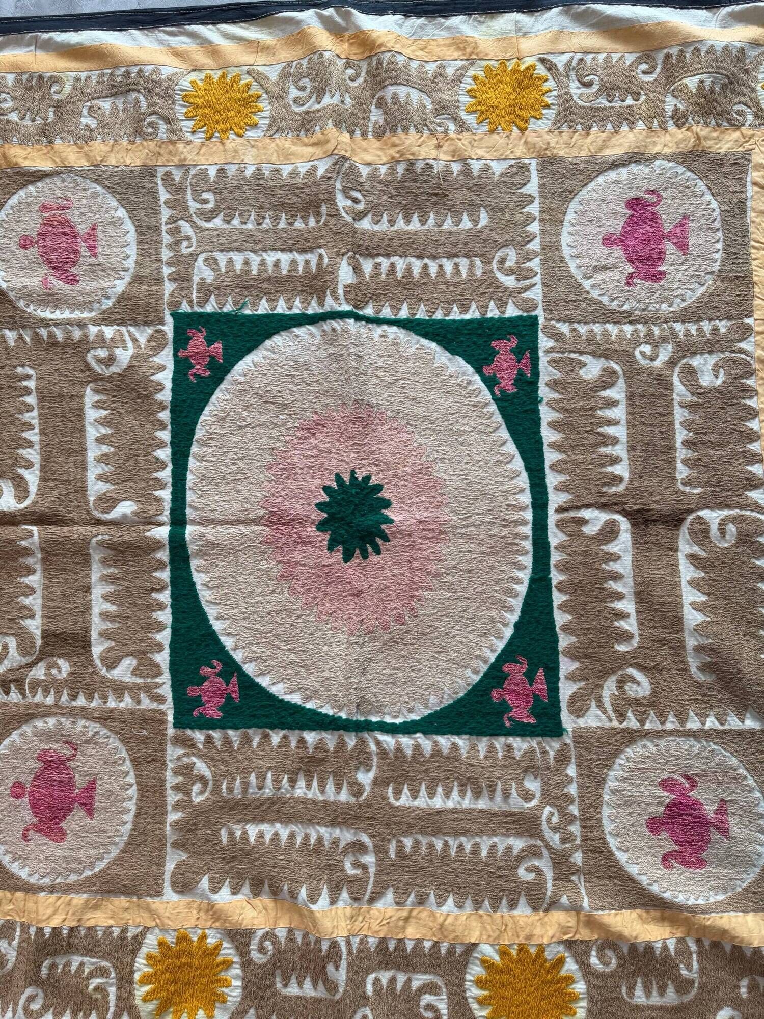 Vintage hand-embroidered tablecloth 117x133 cm