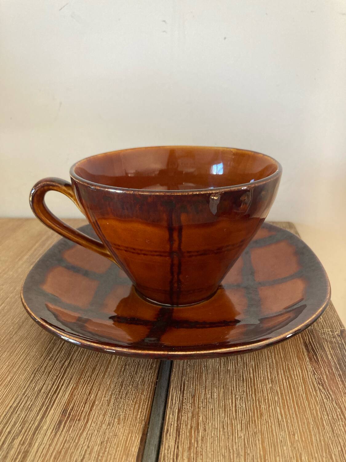 Luneville Badonviller earthenware cup and saucer
