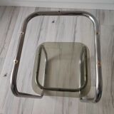 Side table or pedestal table in chrome and glass