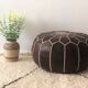 Moroccan-style chocolate leather Pouf