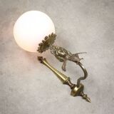 Antique Italian Figural Brass Wall Lamp, set of 2