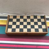 Old ladies game box - backgammon vintage wood fold box