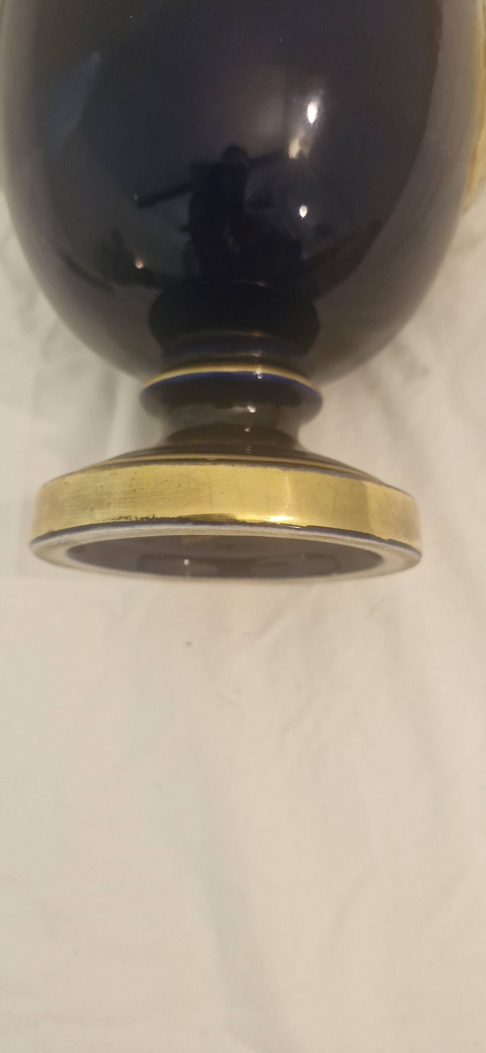 Cobalt blue and gold amphora vase