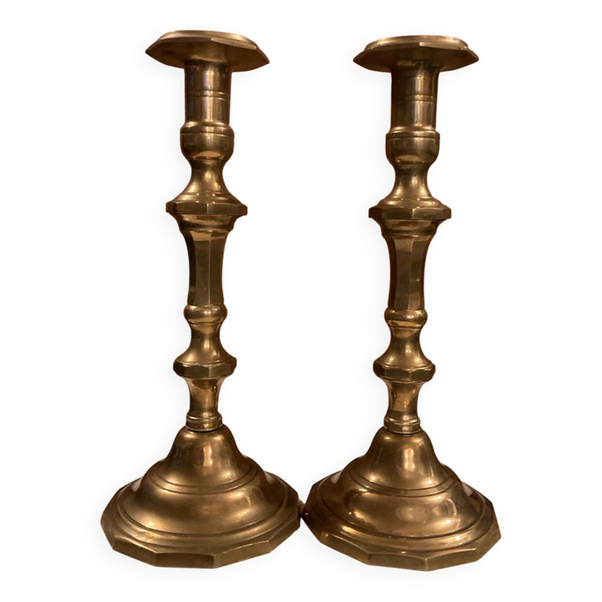Pair of solid brass candlesticks