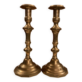 Pair of solid brass candlesticks