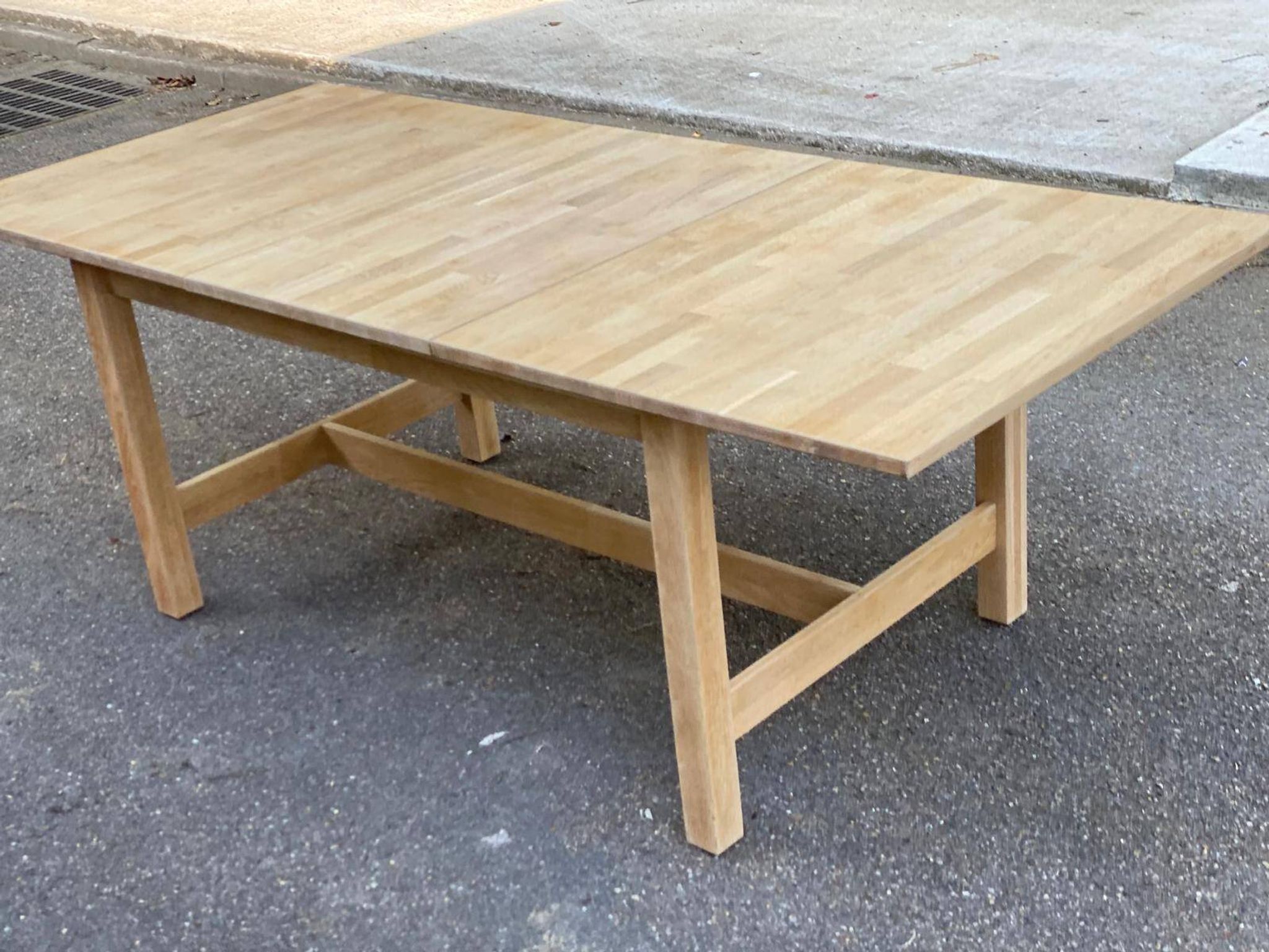 Table à manger scandinave rénovée en chêne 145-200cm