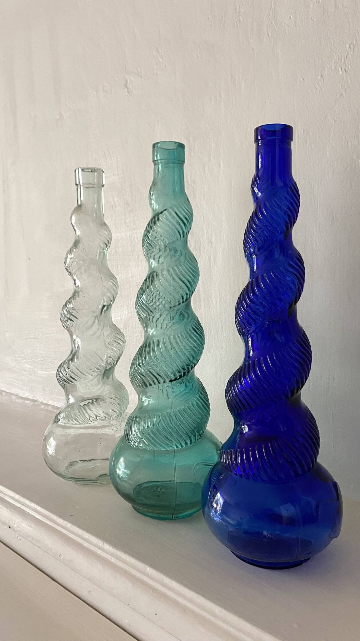 Vintage twisted Italian Empoli bottles
