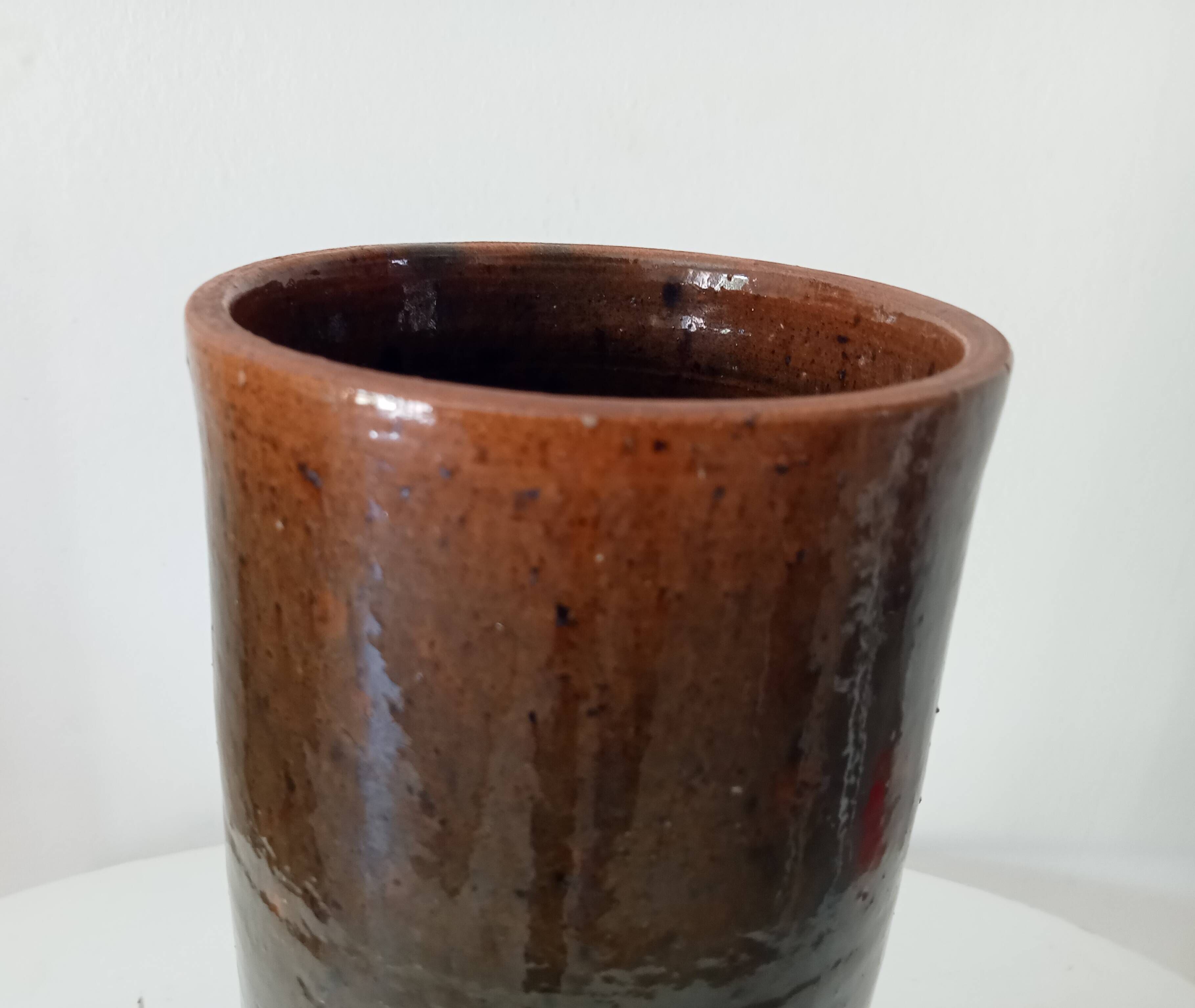 Vase rouleau vintage en grès années 50