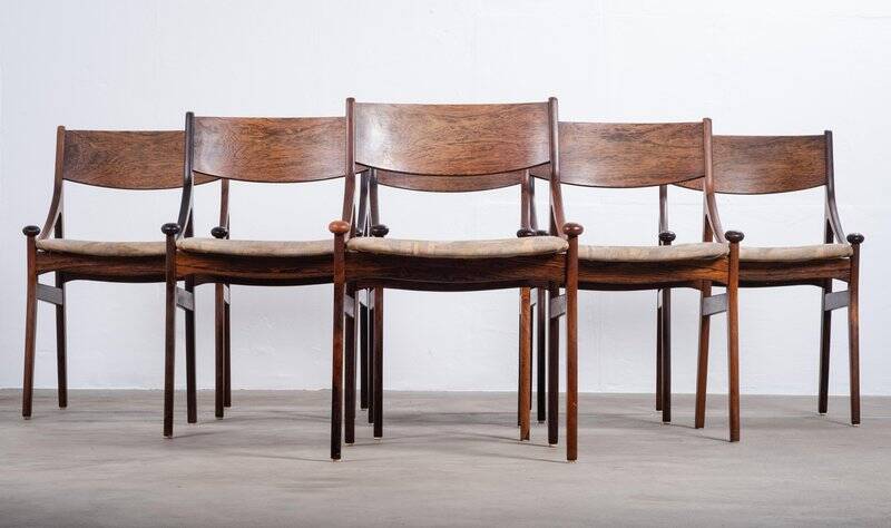 Dining Chairs in Rosewood by Vestervig Erikson for Brdr. Tromborg, 1960s, Set of 6
