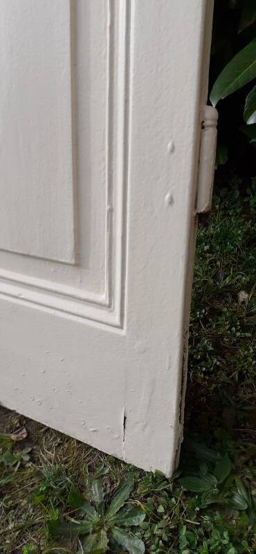 Narrow old paneled molded cupboard door h220x42cm