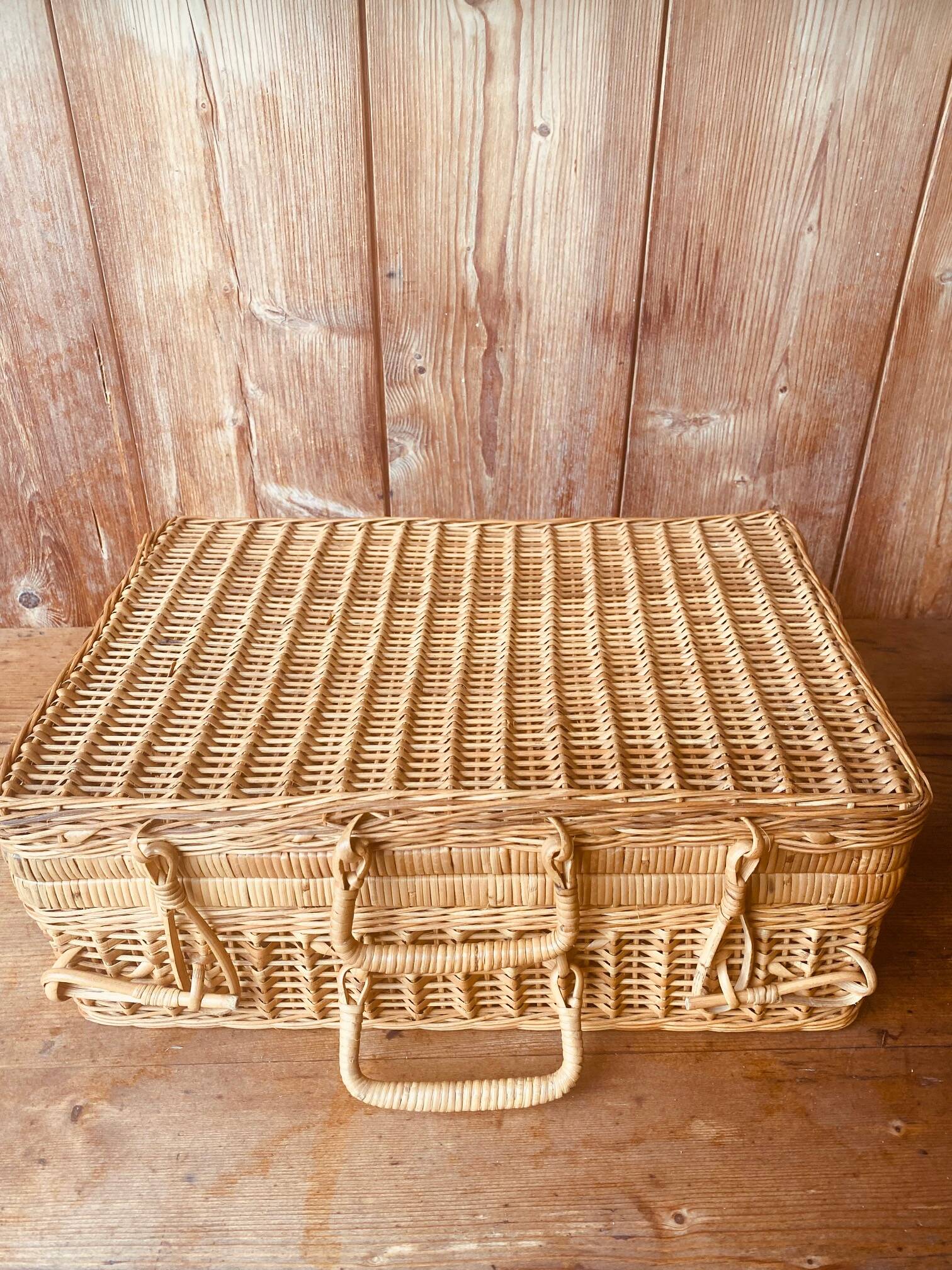 Vintage rattan suitcase