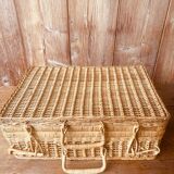 Vintage rattan suitcase