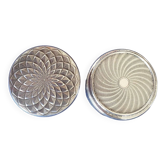 2 art deco style silver metal pill boxes