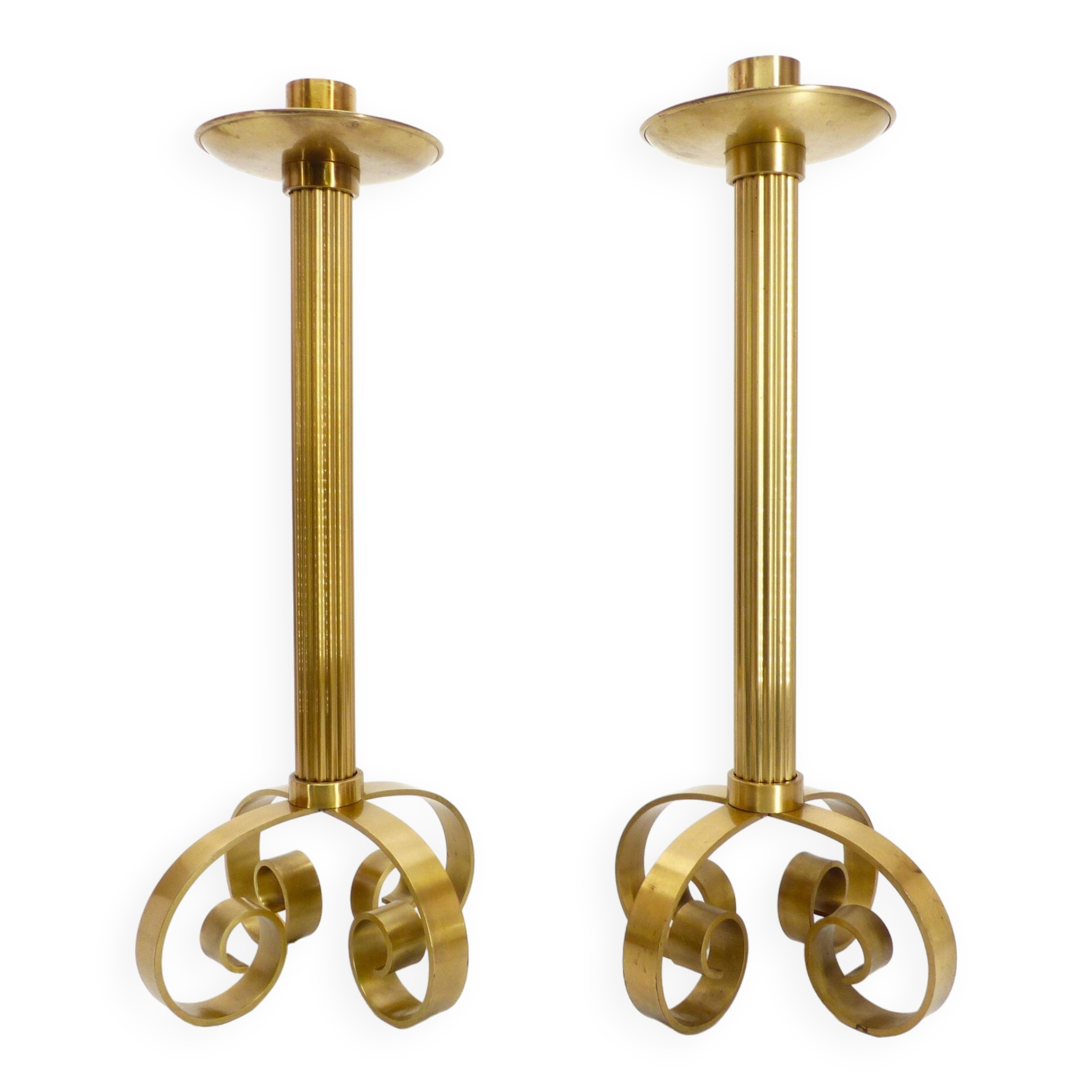 Pair of Scandinavian brass candlesticks Ivar Ålenius Björk for Ystad Metall 1960